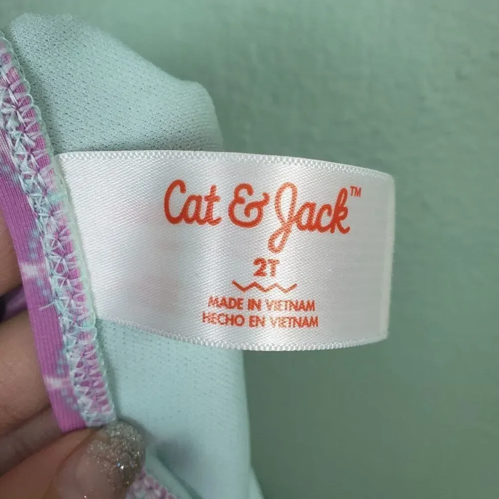 Cat & Jack Girl's One Piece Mermaid Purple Green Swimsuit Size 2T